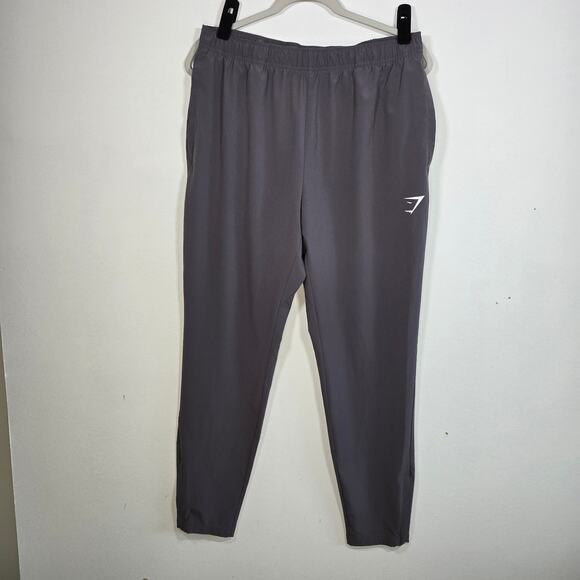 Gym Shark Mens Woven Lightweight Slim Fit Tapered Gray Leg Joggers Size Large - Picture 2 of 11
